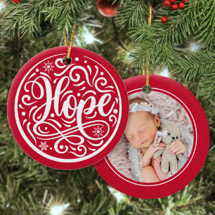 Décoration En Céramique Hope Custom Baby Photo Noël Fête Rouge