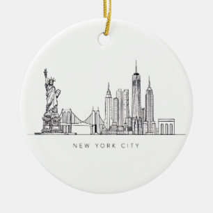 Décoration En Céramique Horizon de New York minimaliste en ligne art
