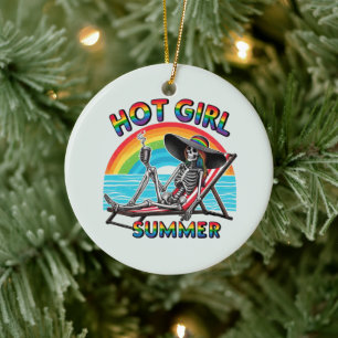 Décoration En Céramique Hot Girl Summer Skeleton Retro Beach Design