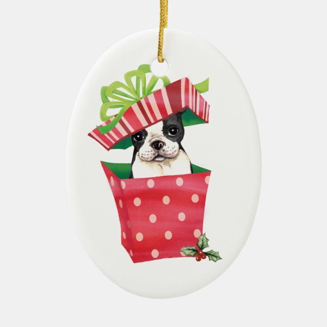 Décoration En Céramique Howliday heureux Boston Terrier (Devant)
