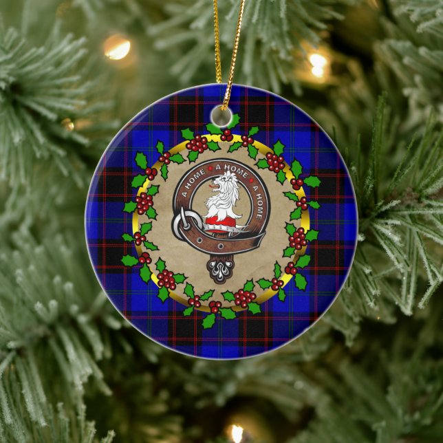 Décoration En Céramique Hume/Home Clan Badge & Tartan Personnalisé Noël (Arbre)