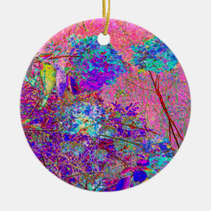 Décoration En Céramique Hydrangea Abstrait Violet et Bleu avec Magenta