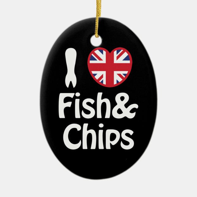 Décoration En Céramique I Heart [Love] Poisson & Chips (Devant)