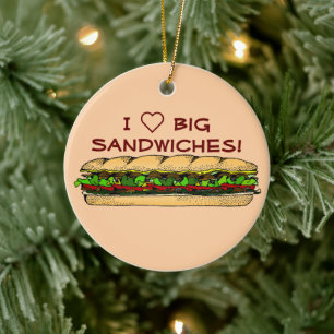 Décoration En Céramique I Love Big Sandwiches Hoagie