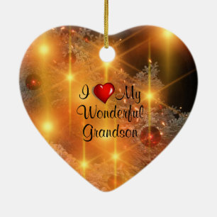 Décoration En Céramique I Love My Wonderful Grandson Ceramic Ornament
