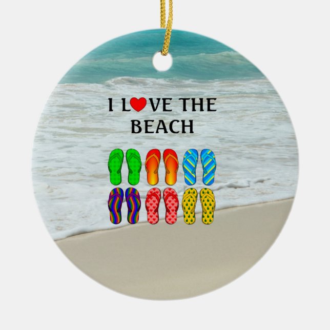 Décoration En Céramique I Love the Beach, flip-flops design (Devant)