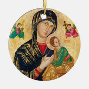 Décoration En Céramique Icône de la Théotokos et de l'Enfant Jésus avec de