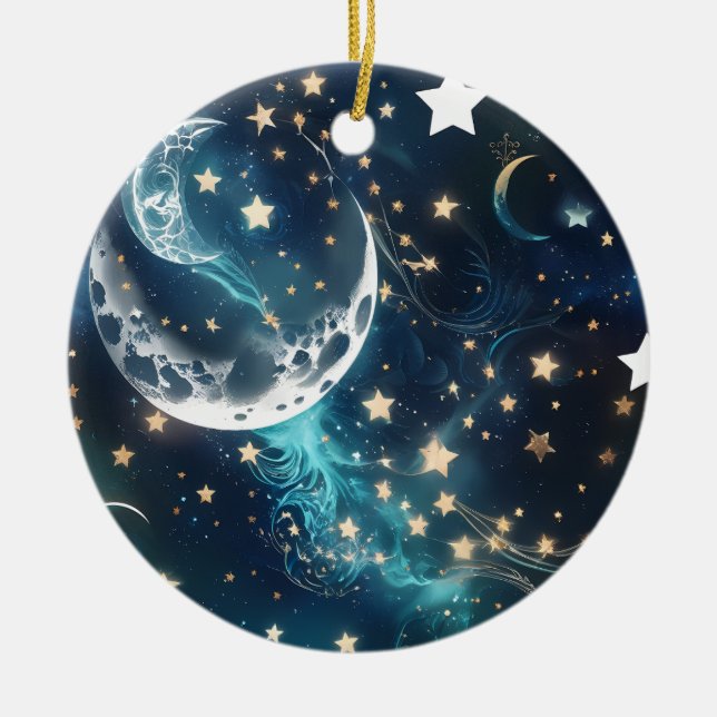 Décoration En Céramique Icy Blue Moon Phases (Devant)