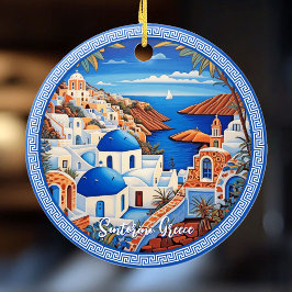 Décoration En Céramique Île de Santorin Grèce Peinture maritime | Art du v