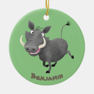 Décoration En Céramique Illustration amusante d'un cochon de phacochère af