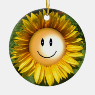 Décoration En Céramique Illustration artistique du tournesol souriant