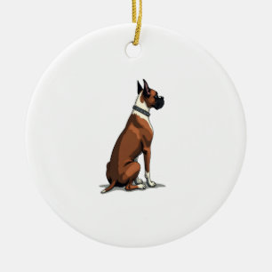 Décoration En Céramique Illustration de Boxer Vintage vu de dos Marron W