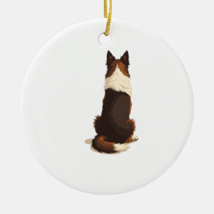 Décoration En Céramique Illustration de chien Border Collie vintage de dos