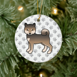 Décoration En Céramique Illustration de chien de dessin animé mignon Shiba