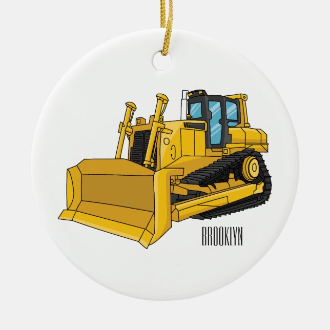 Décoration En Céramique Illustration de dessin animé Bulldozer (Devant)