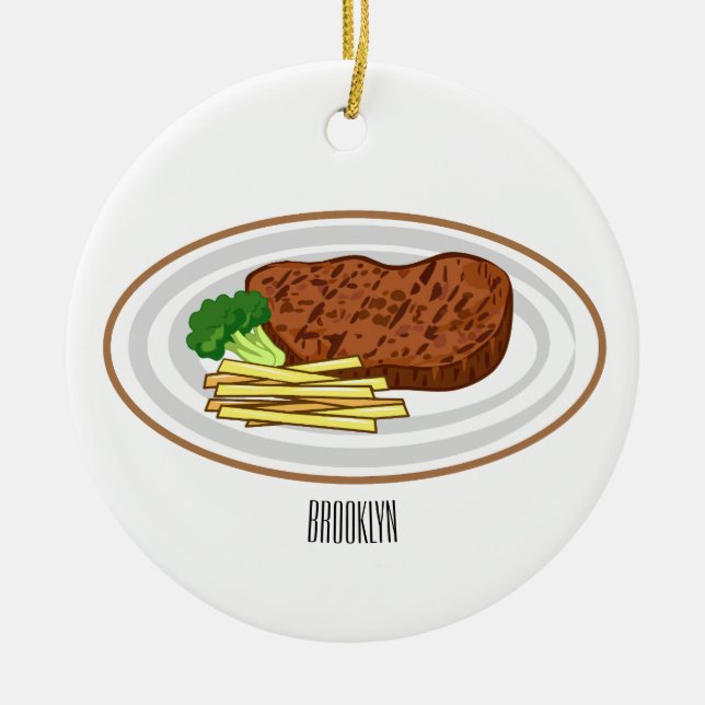 Décoration En Céramique Illustration de dessin de steak (Devant)