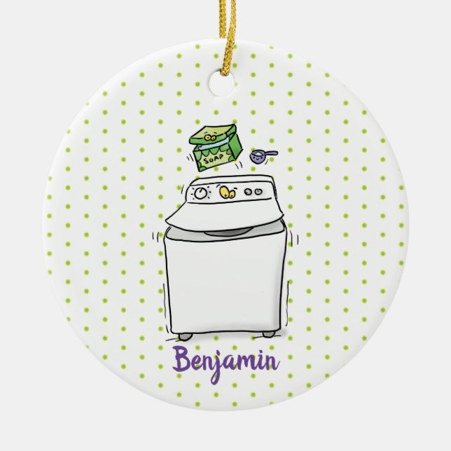 Décoration En Céramique Illustration de lave-linge mignonne (Devant)