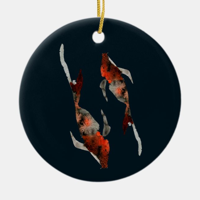 Décoration En Céramique Illustration de poisson koi aquarelle (Devant)