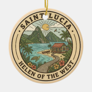Décoration En Céramique Illustration de Sainte-Lucie Badge d'art de voyage