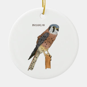 Décoration En Céramique Illustration d'oiseau américain Kestrel