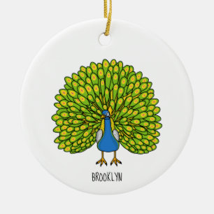 Décoration En Céramique Illustration d'oiseau de paon brillant
