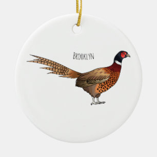 Décoration En Céramique Illustration d'oiseau faisan à cou circulaire