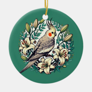 Décoration En Céramique Illustration d'oiseaux de Cockatiel