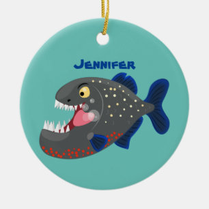 Décoration En Céramique Illustration drôle de piranha affamée