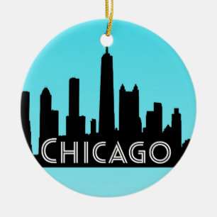 Décoration En Céramique Illustration du skyline de Chicago
