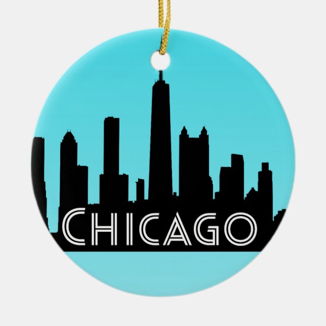 Décoration En Céramique Illustration du skyline de Chicago (Devant)