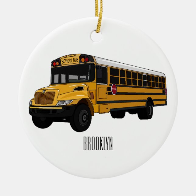 Décoration En Céramique Illustration d'un autobus scolaire (Devant)