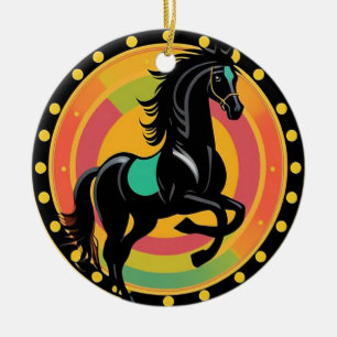 Décoration En Céramique Illustration stylisée d'un cheval noir
