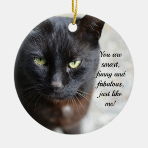 Décoration En Céramique Image Amoureux des chats noire avec citation motiv