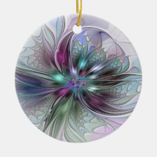 Décoration En Céramique Imaginaire coloré Abstrait Fleur fractale moderne