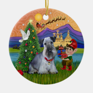 Décoration En Céramique Imaginaire de Noël - Cesky Terrier