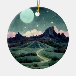 Décoration En Céramique Imaginaire du paysage lunaire