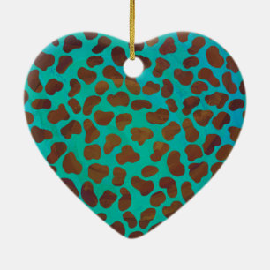 Décoration En Céramique Impression Brown et Turquoise dalmate