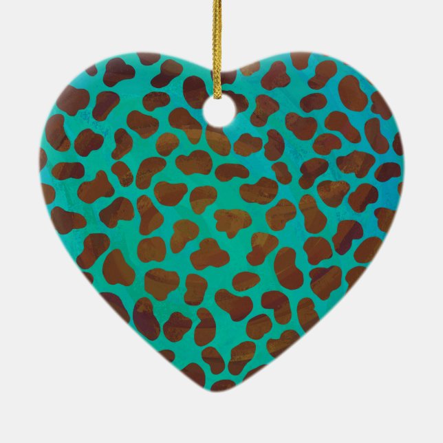 Décoration En Céramique Impression Brown et Turquoise dalmate (Dos)