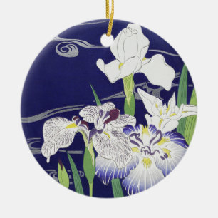 Décoration En Céramique Impression d'art Iris Japonais Vintage Kogyo Tsuki