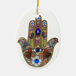 Décoration En Céramique Impression d'art opale cœurs Hamsa Judaica