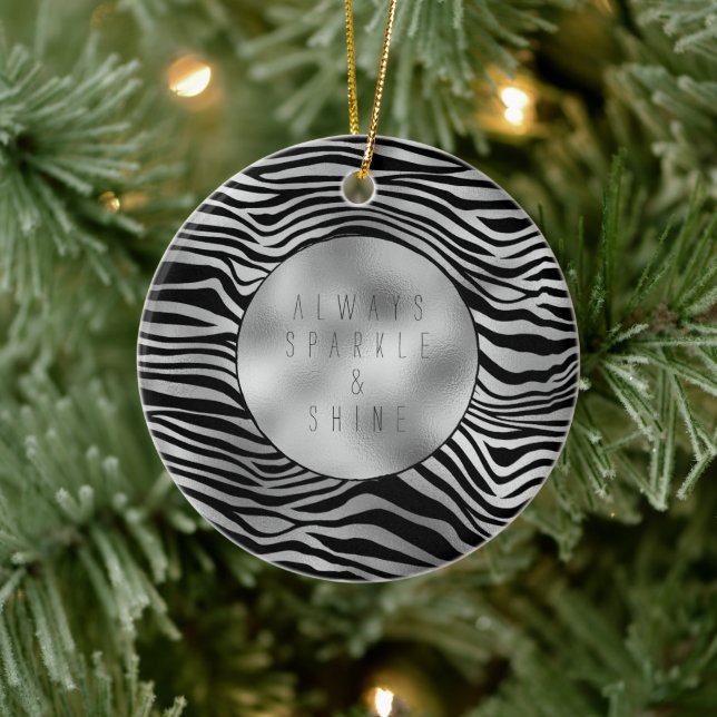 Décoration En Céramique Impression noire en argent (Arbre)