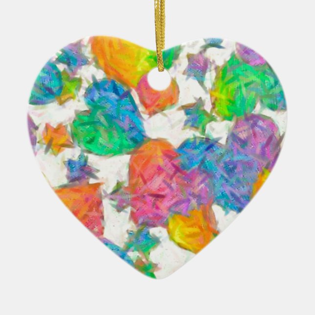 Décoration En Céramique Impressionniste Pastel Valentine Hearts (Devant)