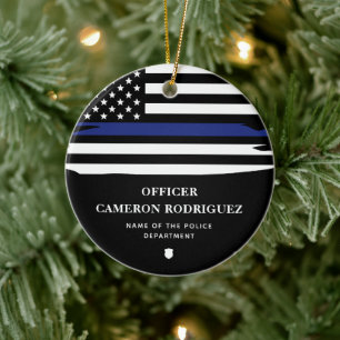 Décoration En Céramique Indicateur de ligne bleue mince de l'officier de p