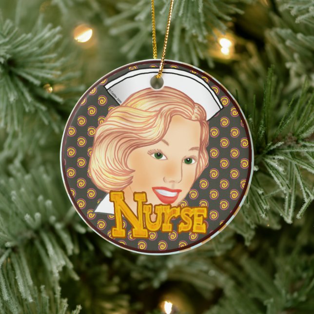 Décoration En Céramique Infirmière à cheveux blonde (Arbre)