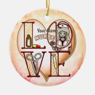 Décoration En Céramique Infirmière Amour