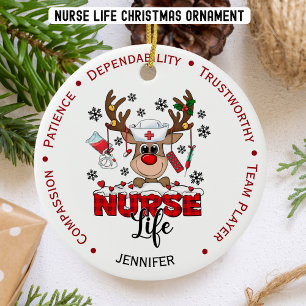 Décoration En Céramique Infirmière de Noël personnalisée
