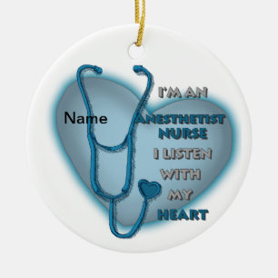 Décoration En Céramique Infirmière du Coeur Bleu Anesthésiste