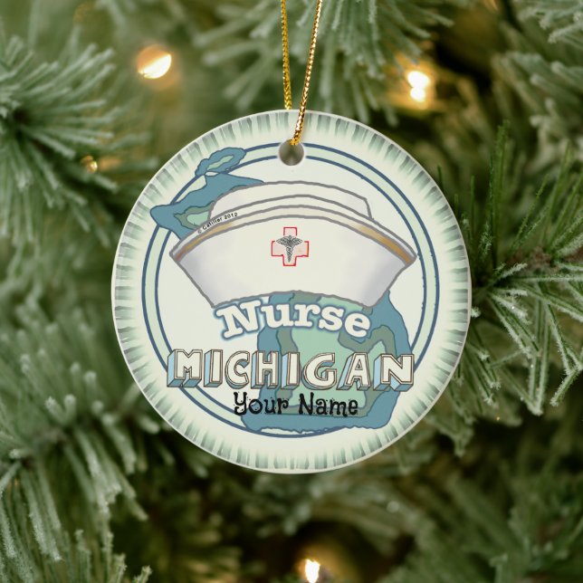 Décoration En Céramique Infirmière du Michigan (Arbre)