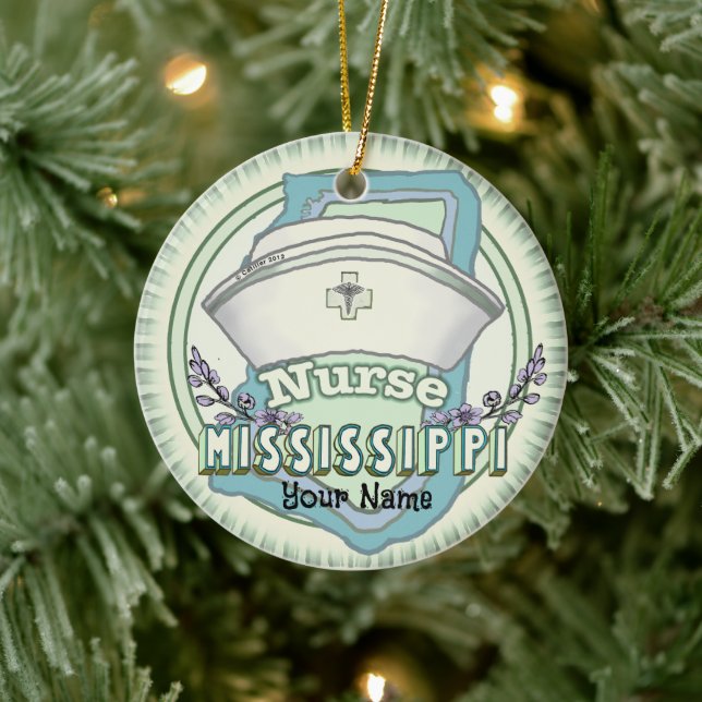 Décoration En Céramique Infirmière du Mississippi (Arbre)