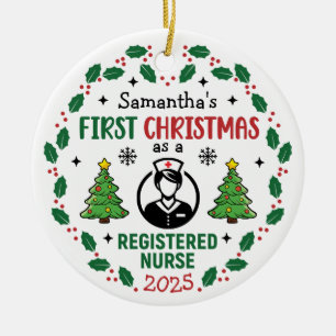Décoration En Céramique Infirmière inscrite Premier Noël Personnalisé